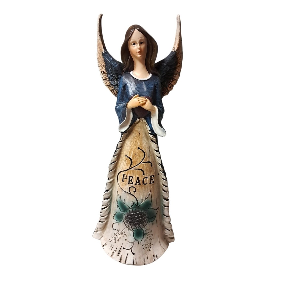 PEACE" Angel Figurine Holding A Heart On Hands 10inches  Pre-Owned